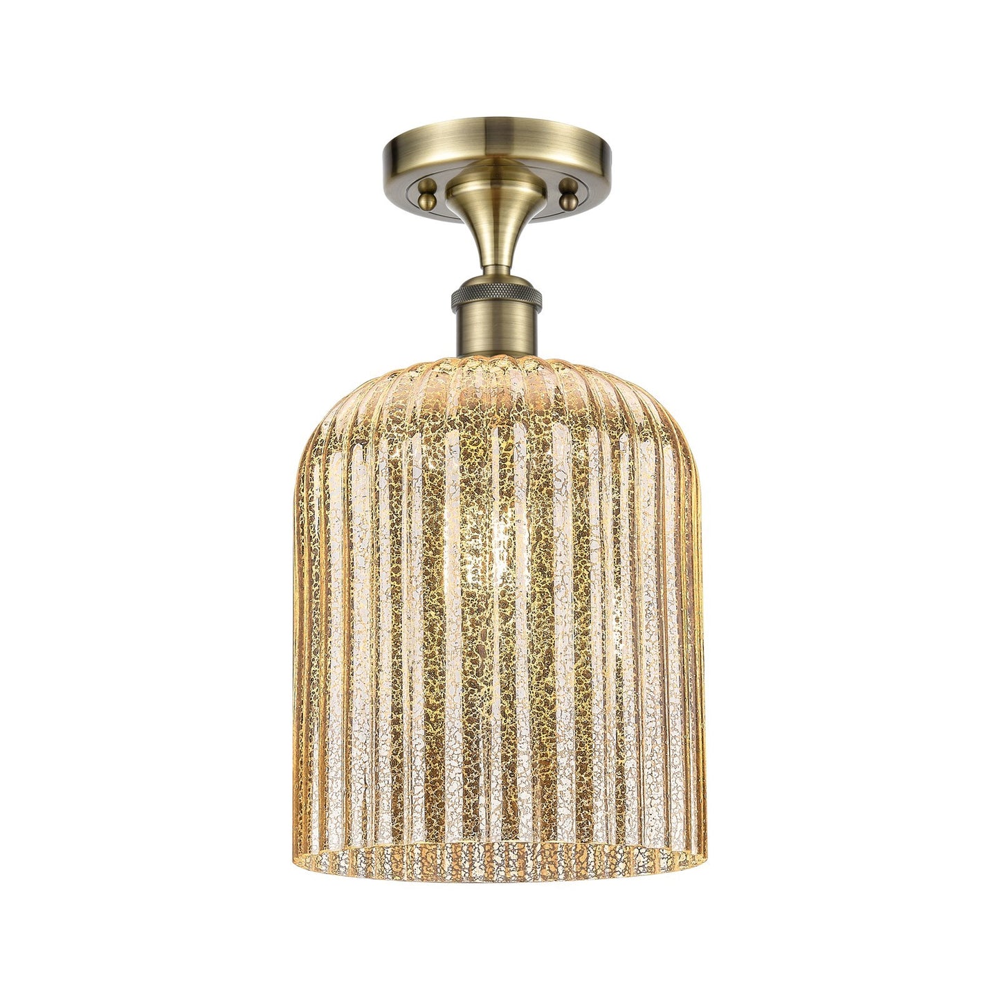 Innovations Bridal Veil 5in 1-Light Semi-Flush Mount | Art Nouveau Antique Brass Steel and Mercury Ribbed Glass | Entryway & | Model 616-1F-AB-G559-8ME