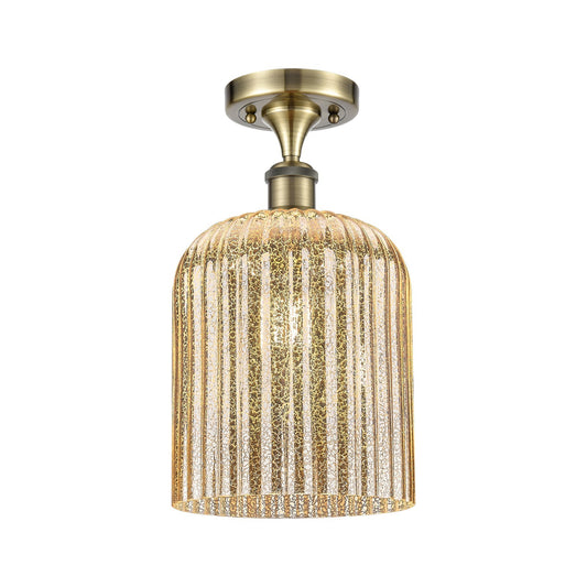 Innovations Bridal Veil 5in 1-Light Semi-Flush Mount | Art Nouveau Antique Brass Steel and Mercury Ribbed Glass | Entryway & | Model 616-1F-AB-G559-8ME