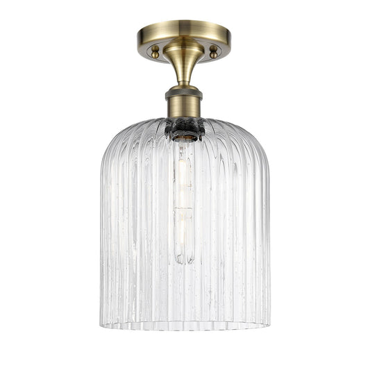 Innovations Bridal Veil 5in 1-Light Semi-Flush Mount | Art Nouveau Industrial Antique Brass and Seedy Bell Glass | Entryway & | Model 616-1F-AB-G559-8SDY