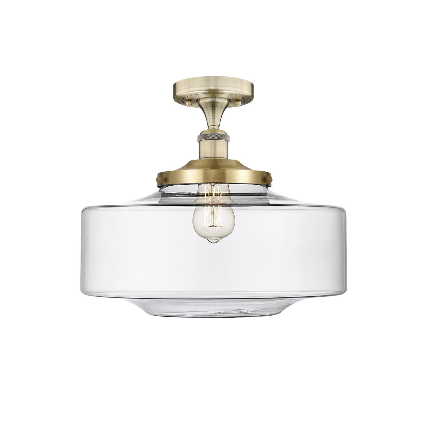 Innovations Bridgeton 12in 1-Light Semi-Flush Mount | Traditional Antique Brass and Clear Glass | Entryway & Hallway | 11.75 x | Model 616-1F-AB-G692-16