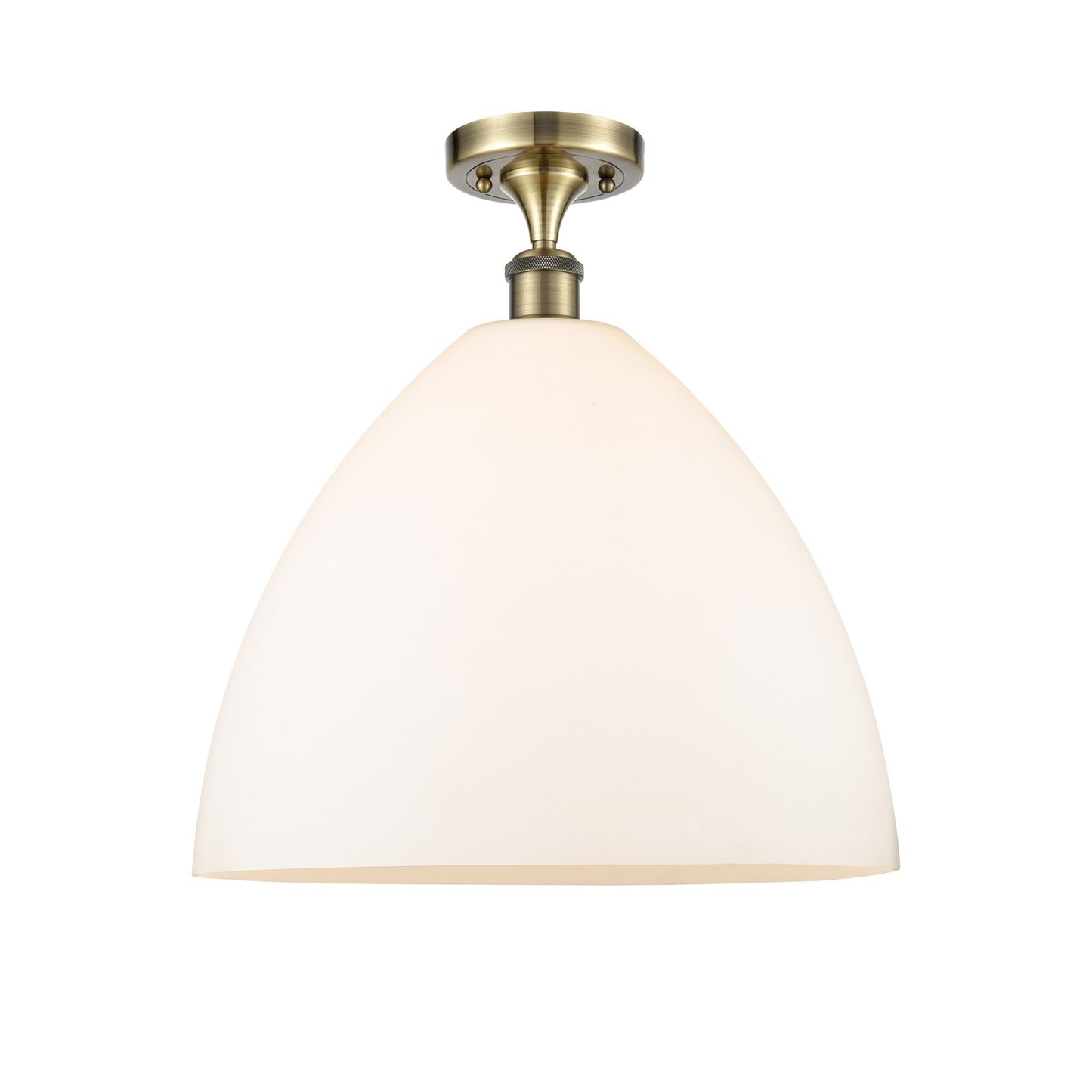 Innovations Bristol 16in 1-Light Semi-Flush Mount | Industrial Antique Brass and Matte White Glass | Entryway & Hallway | 16 x | Model 616-1F-AB-GBD-161
