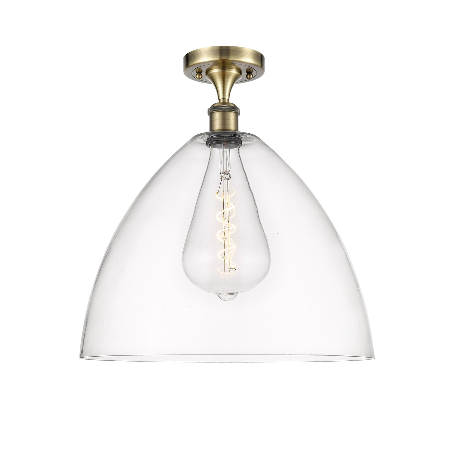 Innovations Bristol 16in 1-Light Semi-Flush Mount | Industrial Antique Brass Steel and Clear Glass | Entryway & Hallway | 16 x | Model 616-1F-AB-GBD-162