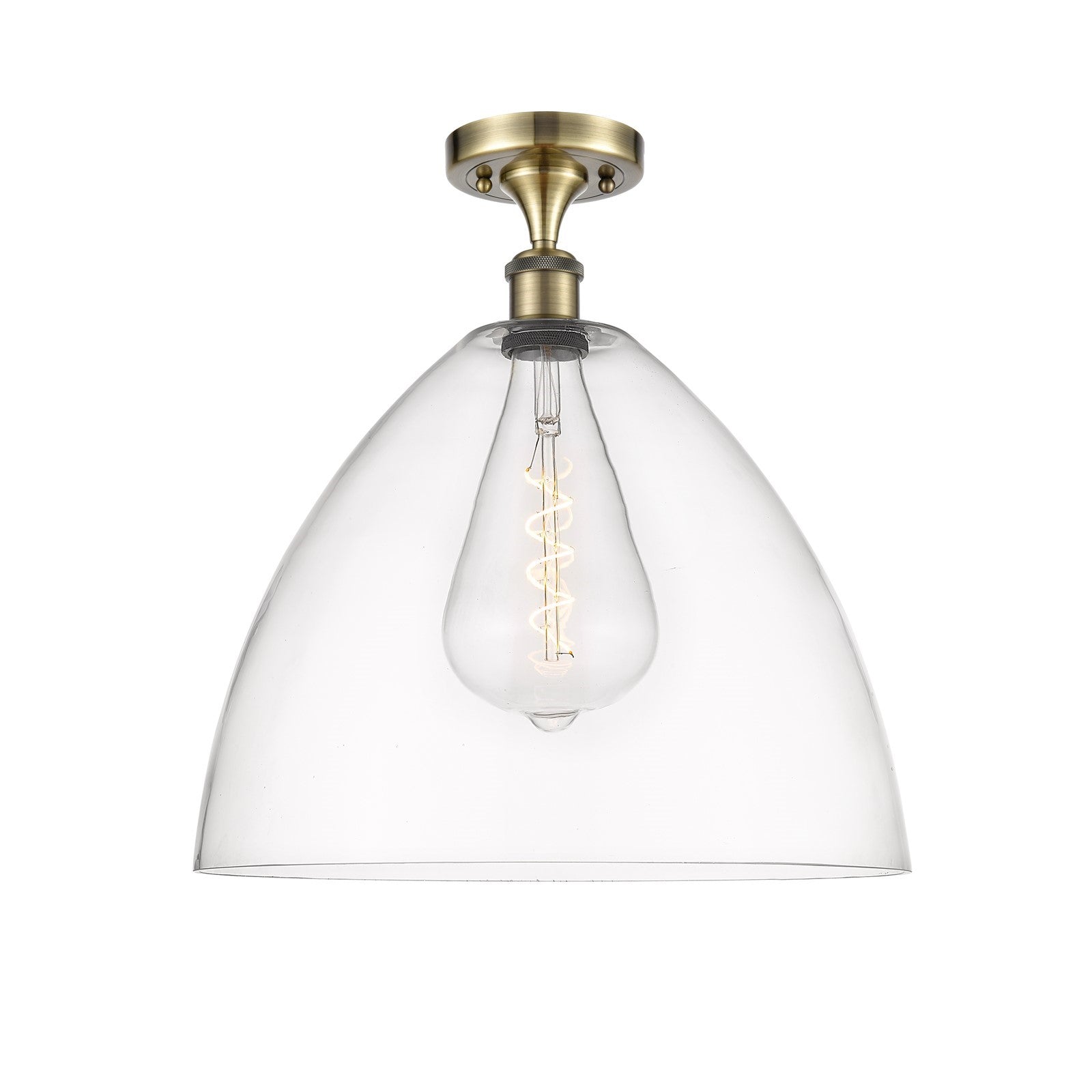 Innovations Bristol 16in 1-Light Semi-Flush Mount | Industrial Antique Brass Steel and Clear Glass | Entryway & Hallway | 16 x | Model 616-1F-AB-GBD-162