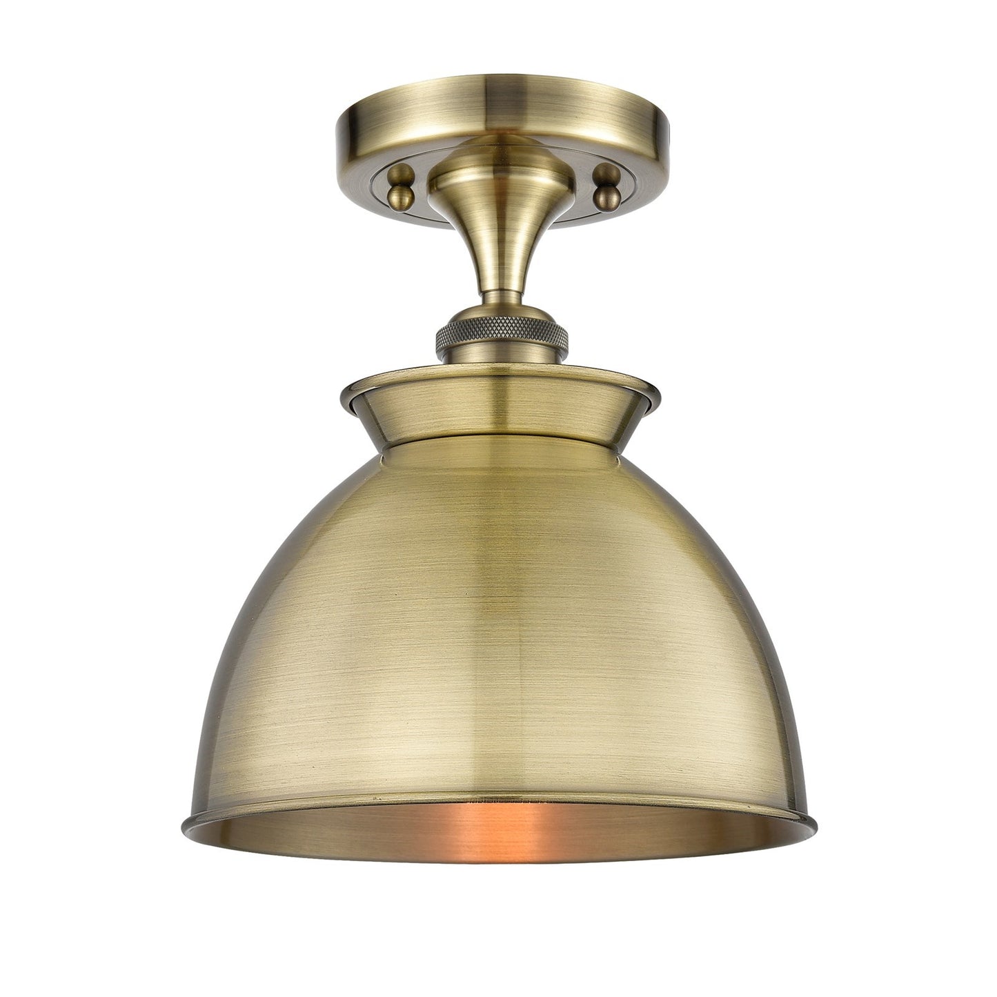 Innovations Adirondack 8.25in 1-Light Semi-Flush Mount | Industrial Antique Brass Steel and Cast Brass with Antique Brass Metal | Model 616-1F-AB-M14-AB