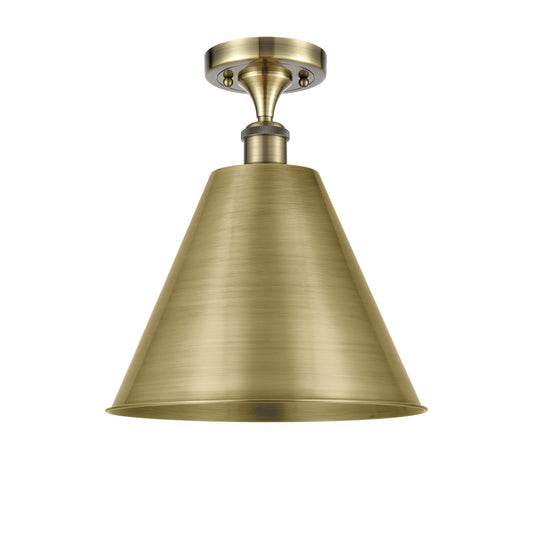 Innovations Berkshire 12in 1-Light Semi-Flush Mount | Industrial Antique Brass Steel and Cast Brass with Antique Brass Metal | Model 616-1F-AB-MBC-12-AB