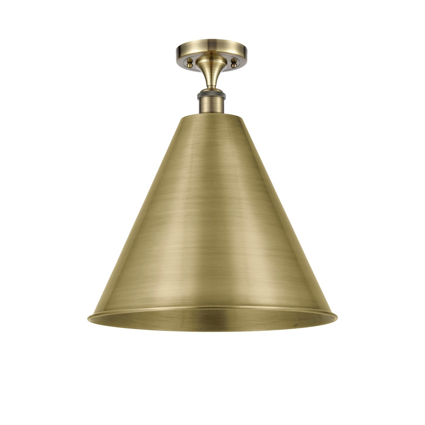 Innovations Berkshire 16in 1-Light Semi-Flush Mount | Industrial Antique Brass Steel and Cast Brass Metal Shade | Entryway & | Model 616-1F-AB-MBC-16-AB