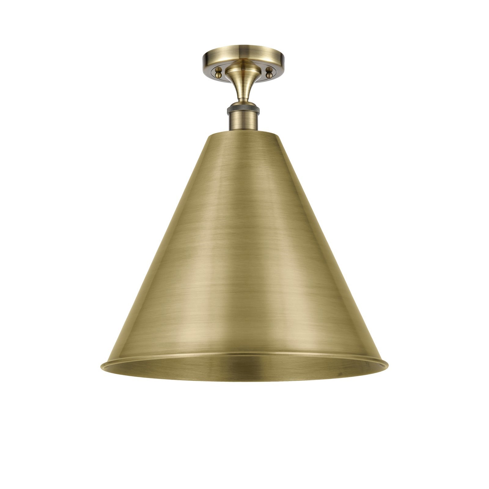 Innovations Berkshire 16in 1-Light Semi-Flush Mount | Industrial Antique Brass Steel and Cast Brass Metal Shade | Entryway & | Model 616-1F-AB-MBC-16-AB