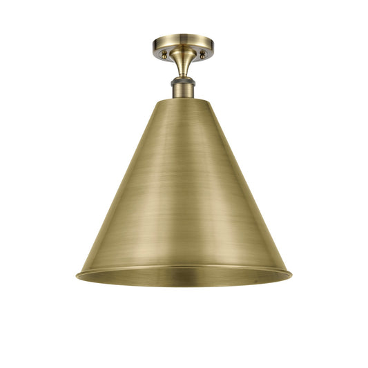Innovations Berkshire 16in 1-Light Semi-Flush Mount | Industrial Antique Brass Steel and Cast Brass Metal Shade | Entryway & | Model 616-1F-AB-MBC-16-AB