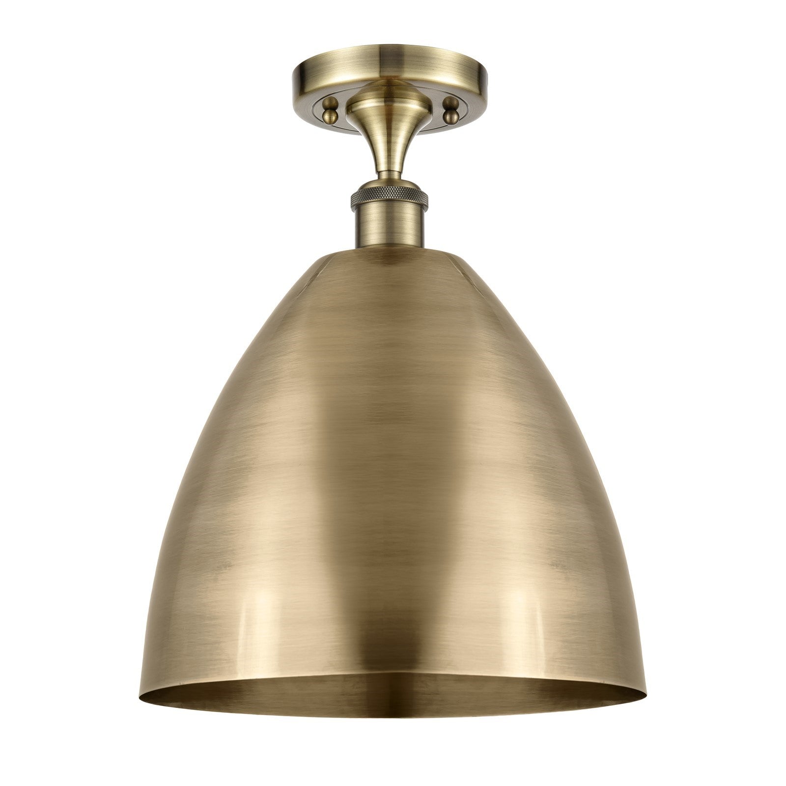 Innovations Bristol 12in 1-Light Semi-Flush Mount | Industrial Antique Brass Steel and Antique Brass Metal Shade | Entryway & | Model 616-1F-AB-MBD-12-AB