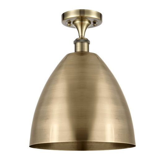 Innovations Bristol 12in 1-Light Semi-Flush Mount | Industrial Antique Brass Steel and Antique Brass Metal Shade | Entryway & | Model 616-1F-AB-MBD-12-AB