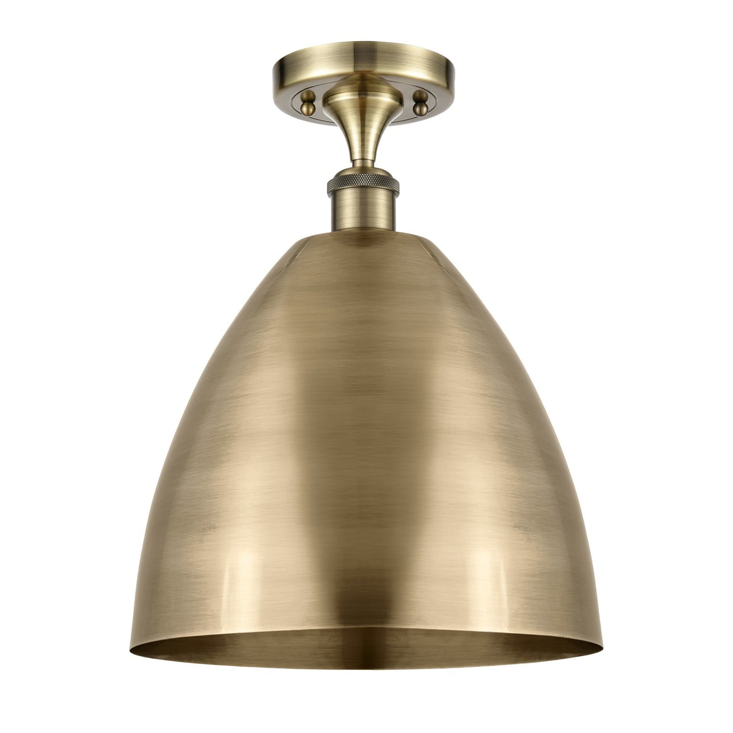 Innovations Bristol 12in 1-Light Semi-Flush Mount | Industrial Antique Brass Steel and Antique Brass Metal Shade | Entryway & | Model 616-1F-AB-MBD-12-AB