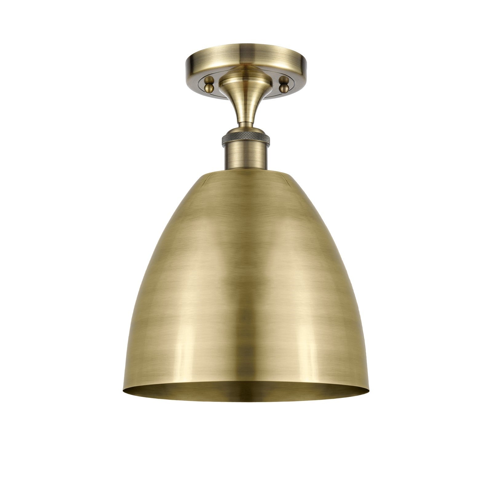 Innovations Bristol 9in 1-Light Semi-Flush Mount | Industrial Antique Brass and Antique Brass Metal Shade | Entryway & Hallway | Model 616-1F-AB-MBD-9-AB