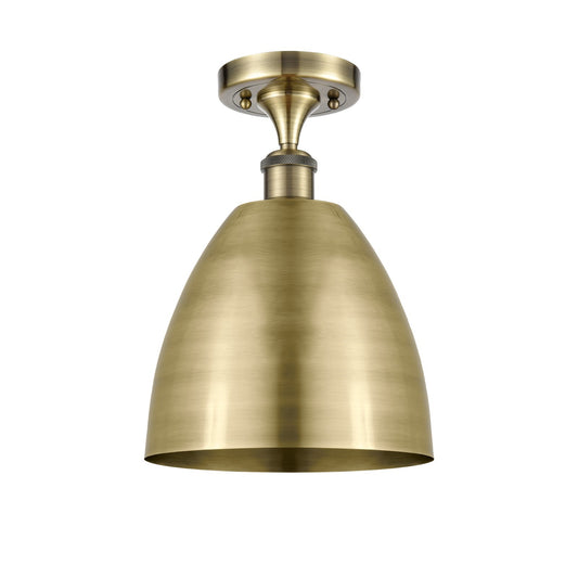 Innovations Bristol 9in 1-Light Semi-Flush Mount | Industrial Antique Brass and Antique Brass Metal Shade | Entryway & Hallway | Model 616-1F-AB-MBD-9-AB