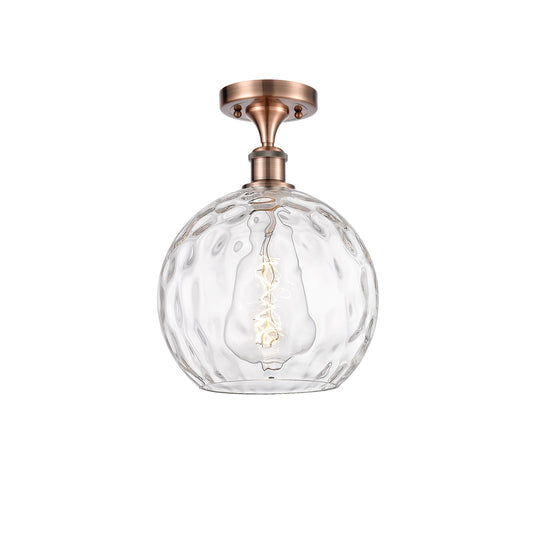 Innovations Athens Water Glass 10in 1-Light Semi-Flush Mount | Industrial Antique Copper and Clear Water Glass | Kitchen & | Model 616-1F-AC-G1215-10