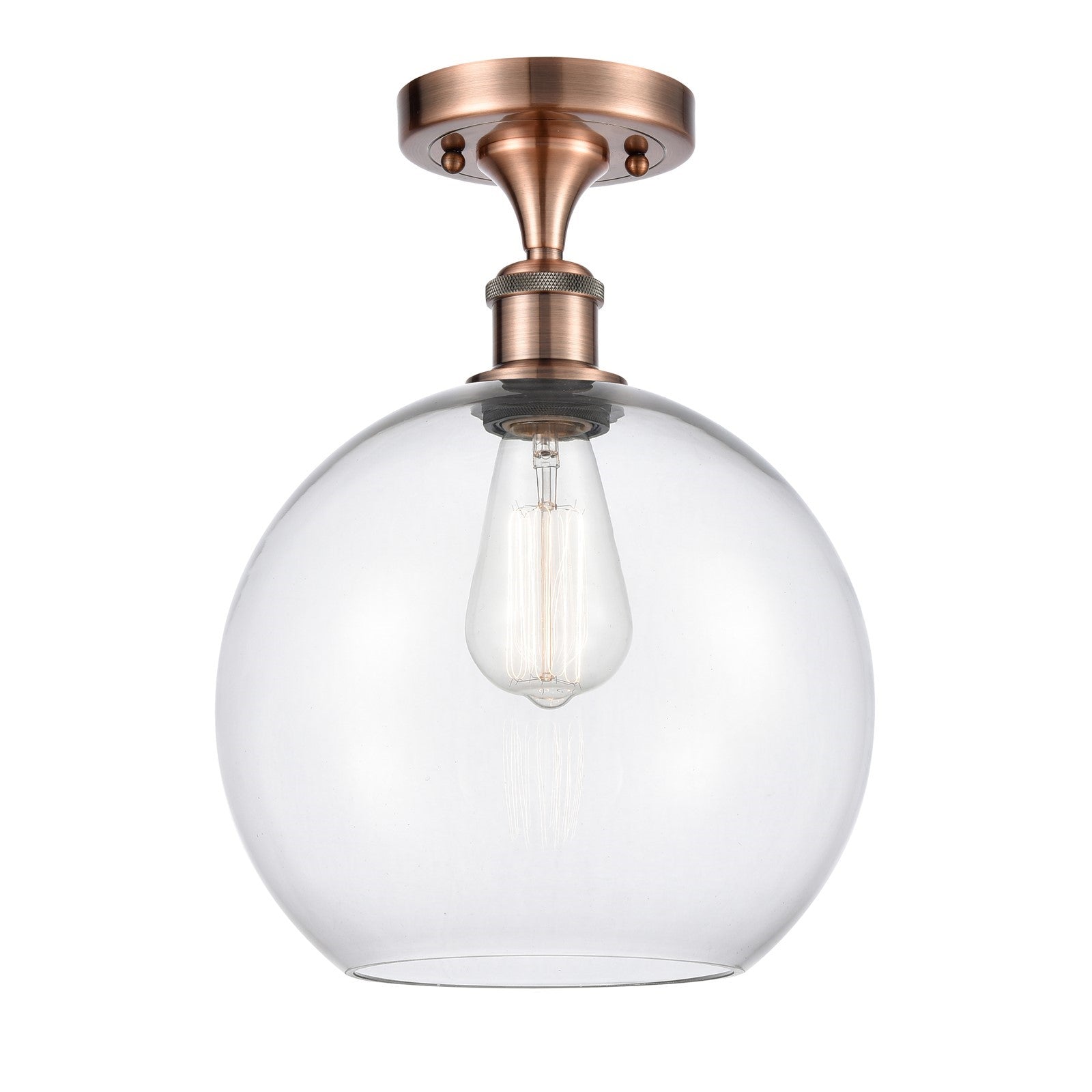Innovations Athens 10in 1-Light Semi-Flush Mount | Industrial Antique Copper Steel and Clear Glass | Entryway & Hallway | 10 x | Model 616-1F-AC-G122-10
