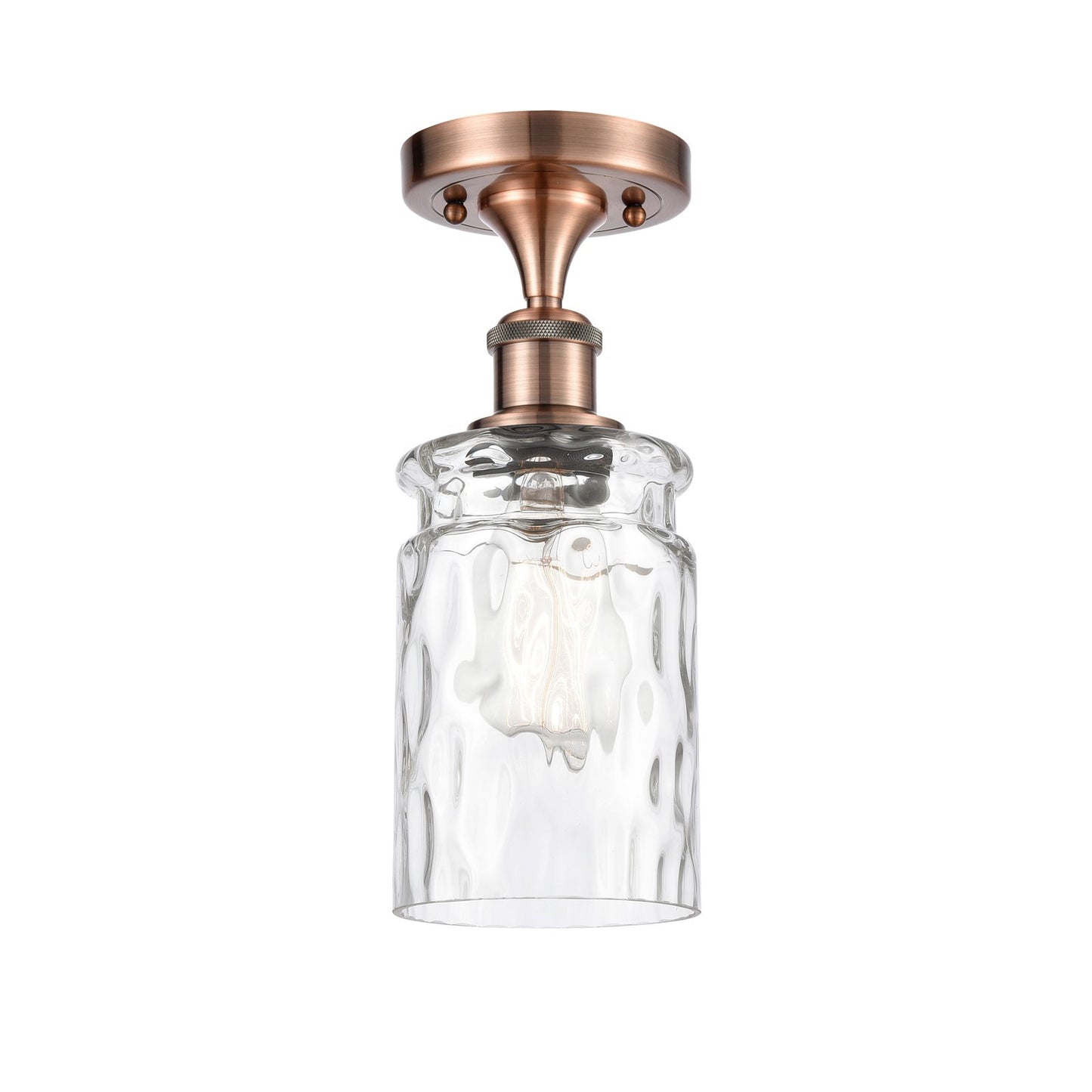 Innovations Candor 5in 1-Light Semi-Flush Mount | Industrial Antique Copper Steel and Clear Waterglass Glass | Hallway & Entryway | Model 616-1F-AC-G352