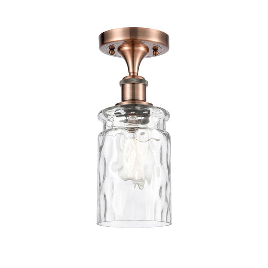 Innovations Candor 5in 1-Light Semi-Flush Mount | Industrial Antique Copper Steel and Clear Waterglass Glass | Hallway & Entryway | Model 616-1F-AC-G352
