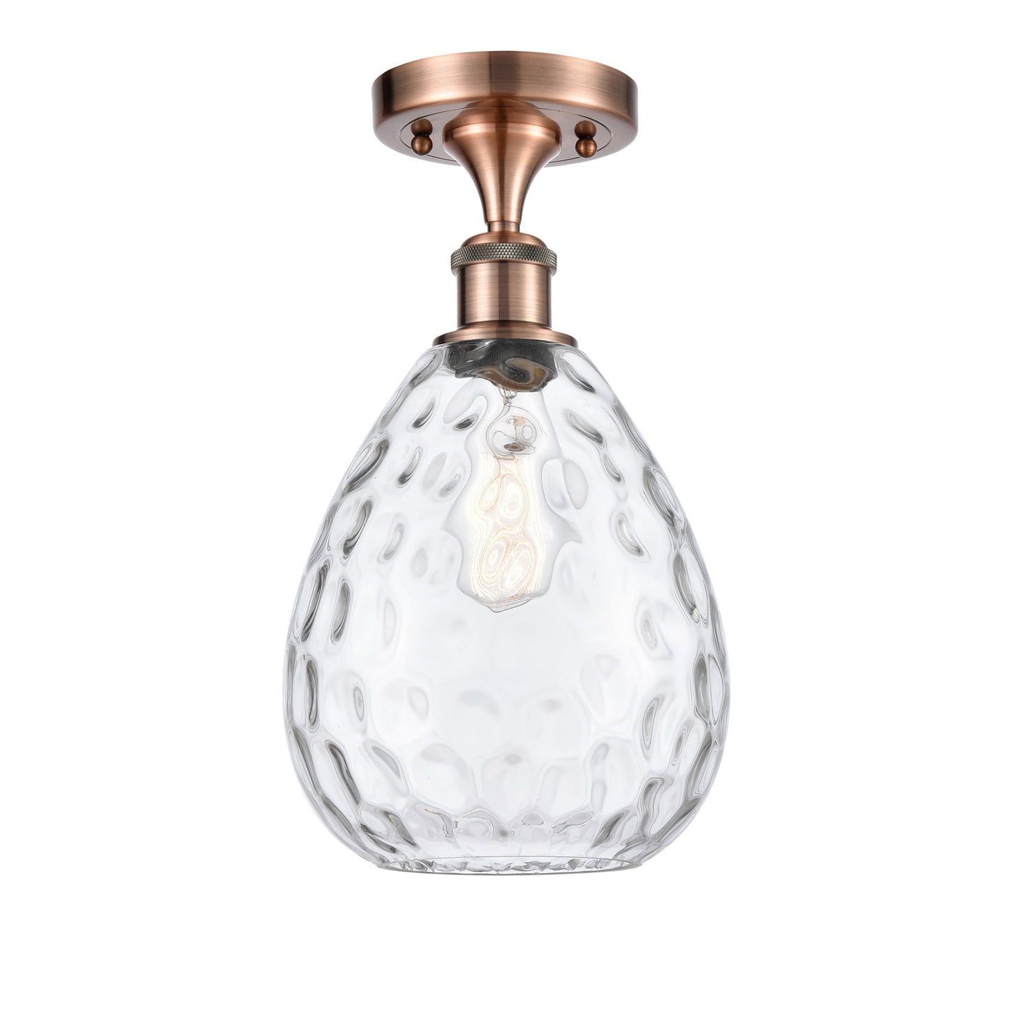 Innovations Waverly 8in 1-Light Semi-Flush Mount | Industrial Antique Copper Steel and Clear Glass | Damp Rated Entryway & Hallway | Model 616-1F-AC-G372