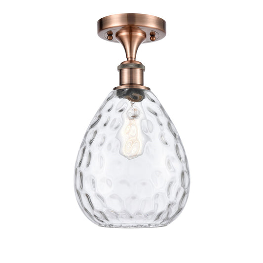 Innovations Waverly 8in 1-Light Semi-Flush Mount | Industrial Antique Copper Steel and Clear Glass | Damp Rated Entryway & Hallway | Model 616-1F-AC-G372