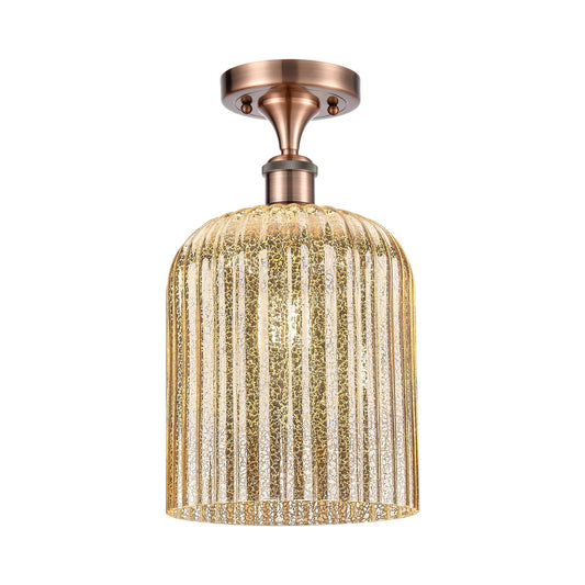 Innovations Bridal Veil 5in 1-Light Semi-Flush Mount | Art Nouveau Industrial Antique Copper Steel and Mercury Ribbed Bell | Model 616-1F-AC-G559-8ME