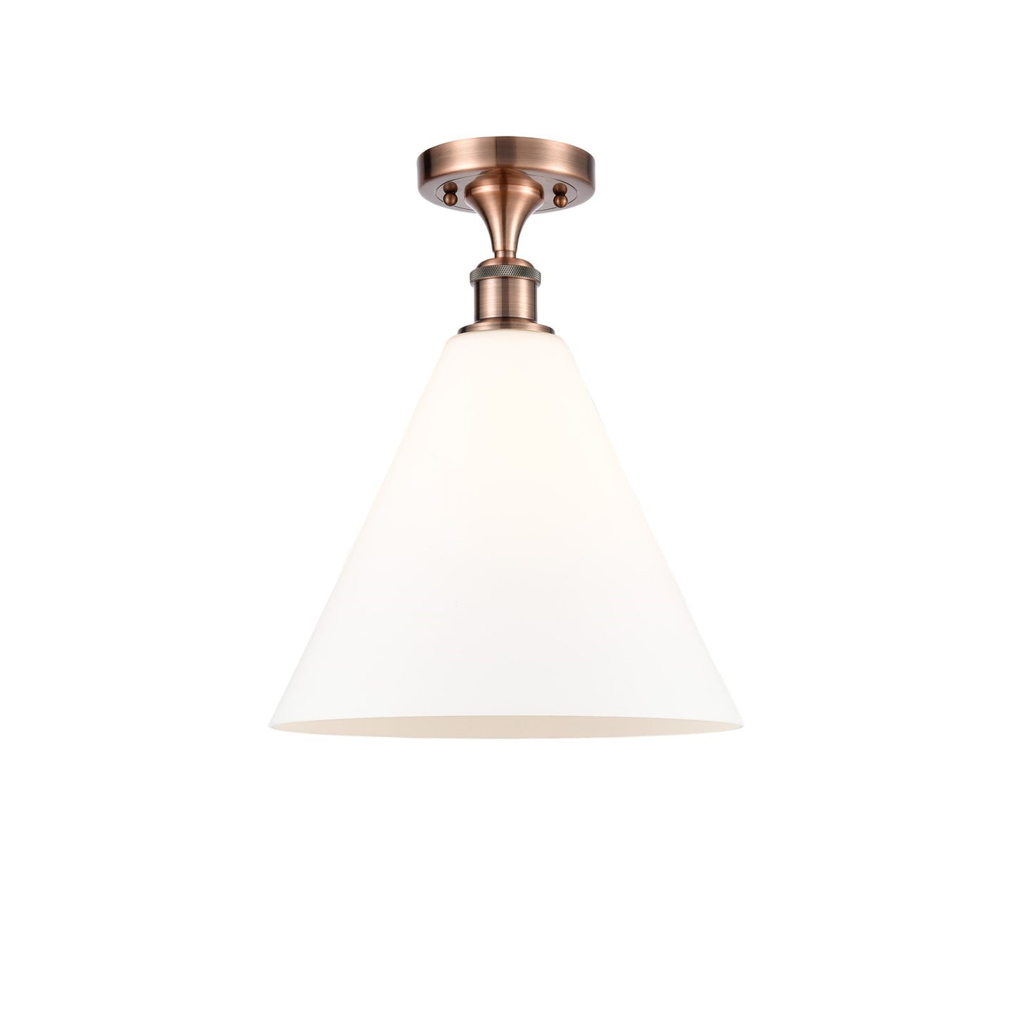 Innovations Berkshire Glass 12in 1-Light Semi-Flush Mount | Industrial Antique Copper and Matte White Glass | Entryway & Hallway | Model 616-1F-AC-GBC-121
