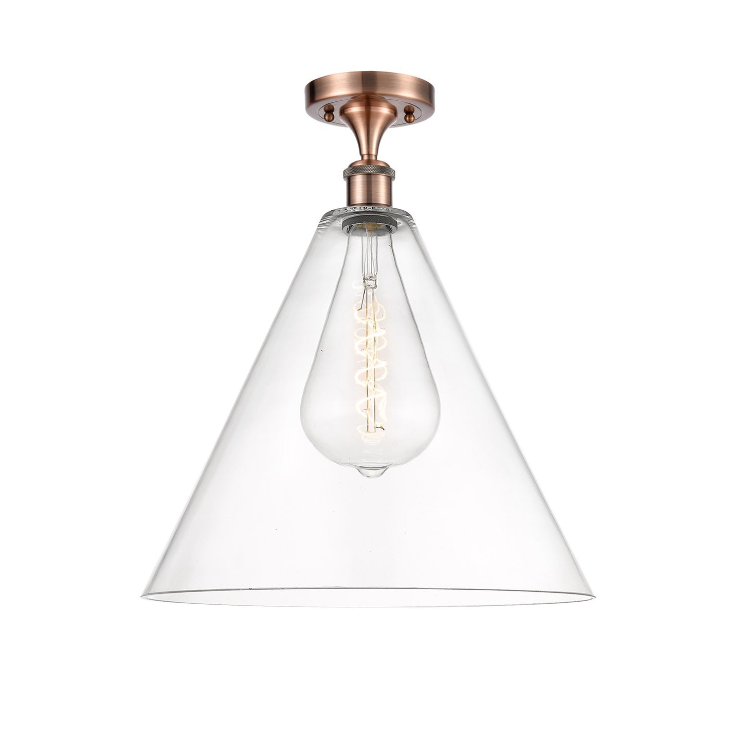 Innovations Berkshire 16in 1-Light Semi-Flush Mount | Industrial Antique Copper Steel and Clear Glass | Entryway & Hallway | 16 | Model 616-1F-AC-GBC-162