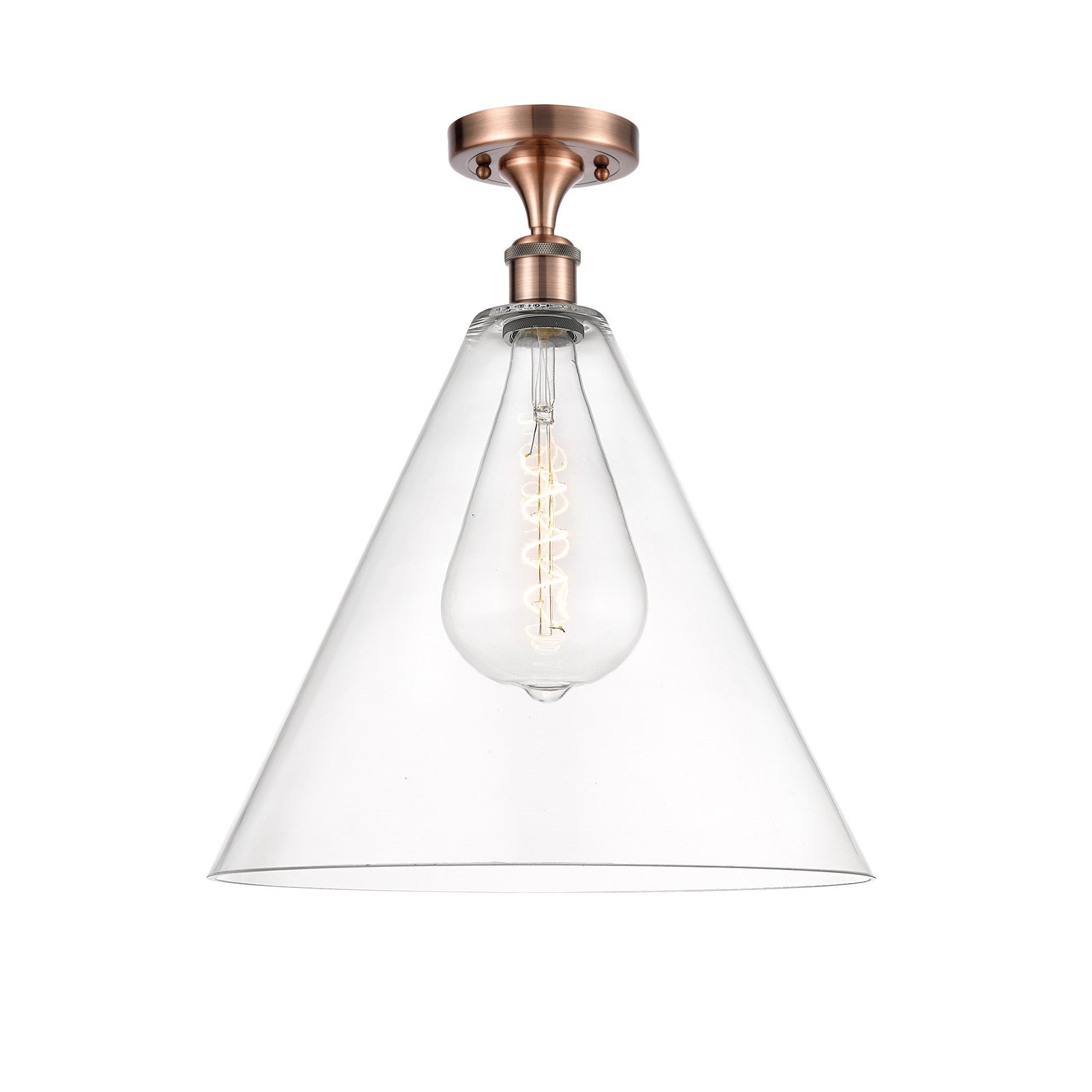 Innovations Berkshire 16in 1-Light Semi-Flush Mount | Industrial Antique Copper Steel and Clear Glass | Entryway & Hallway | 16 | Model 616-1F-AC-GBC-162
