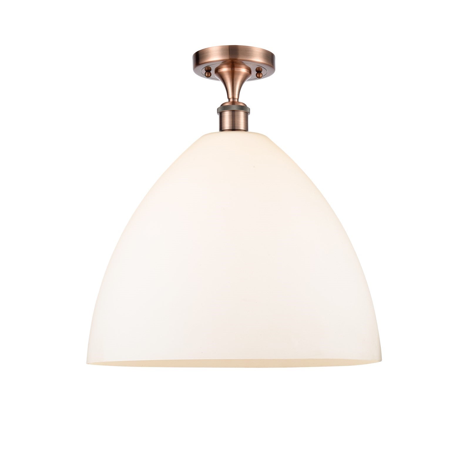 Innovations Bristol 16in 1-Light Semi-Flush Mount | Industrial Antique Copper Steel and Matte White Glass | Entryway & Hallway | Model 616-1F-AC-GBD-161