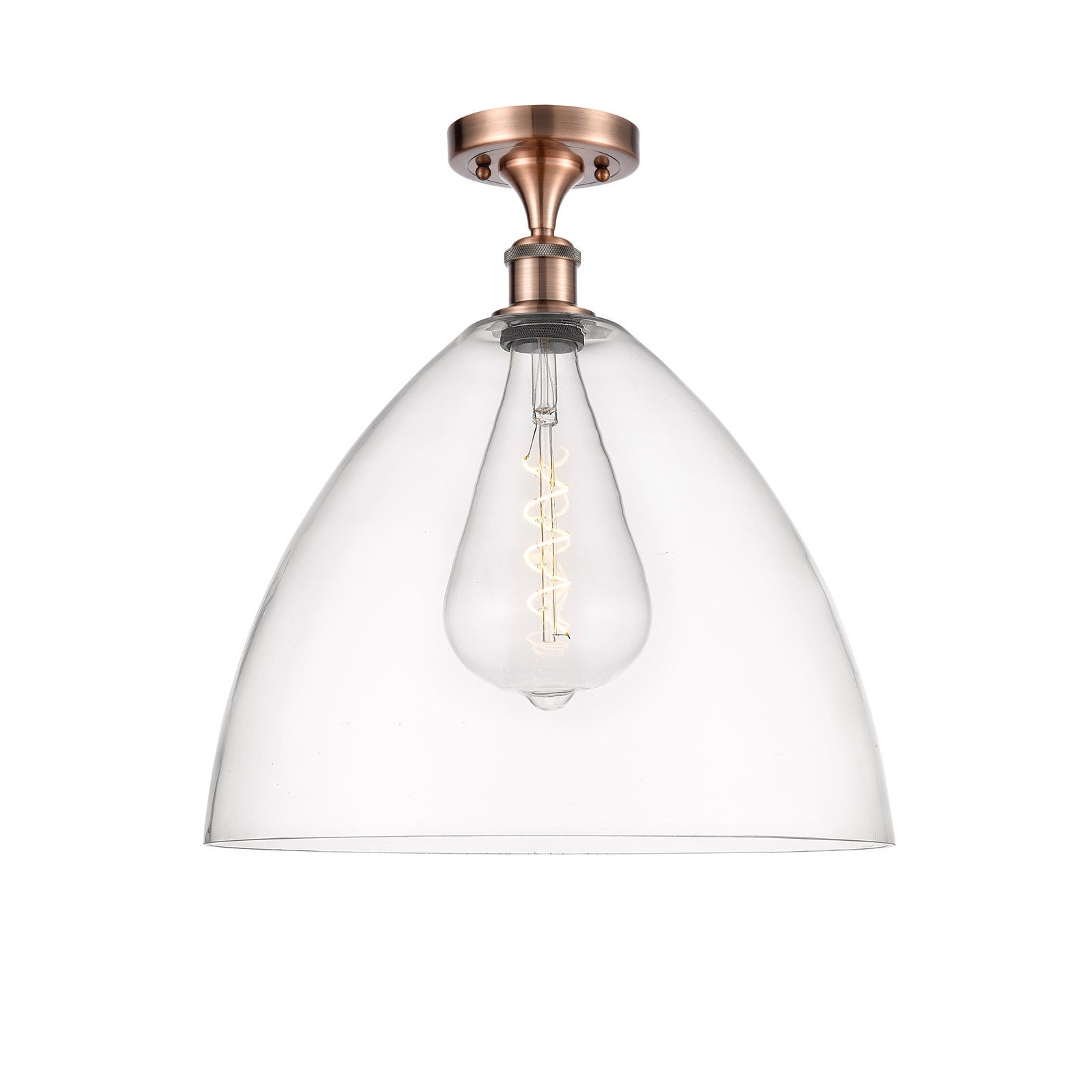 Innovations Bristol 16in 1-Light Semi-Flush Mount | Industrial Antique Copper Steel and Clear Glass | Entryway & Hallway | 16 x | Model 616-1F-AC-GBD-162
