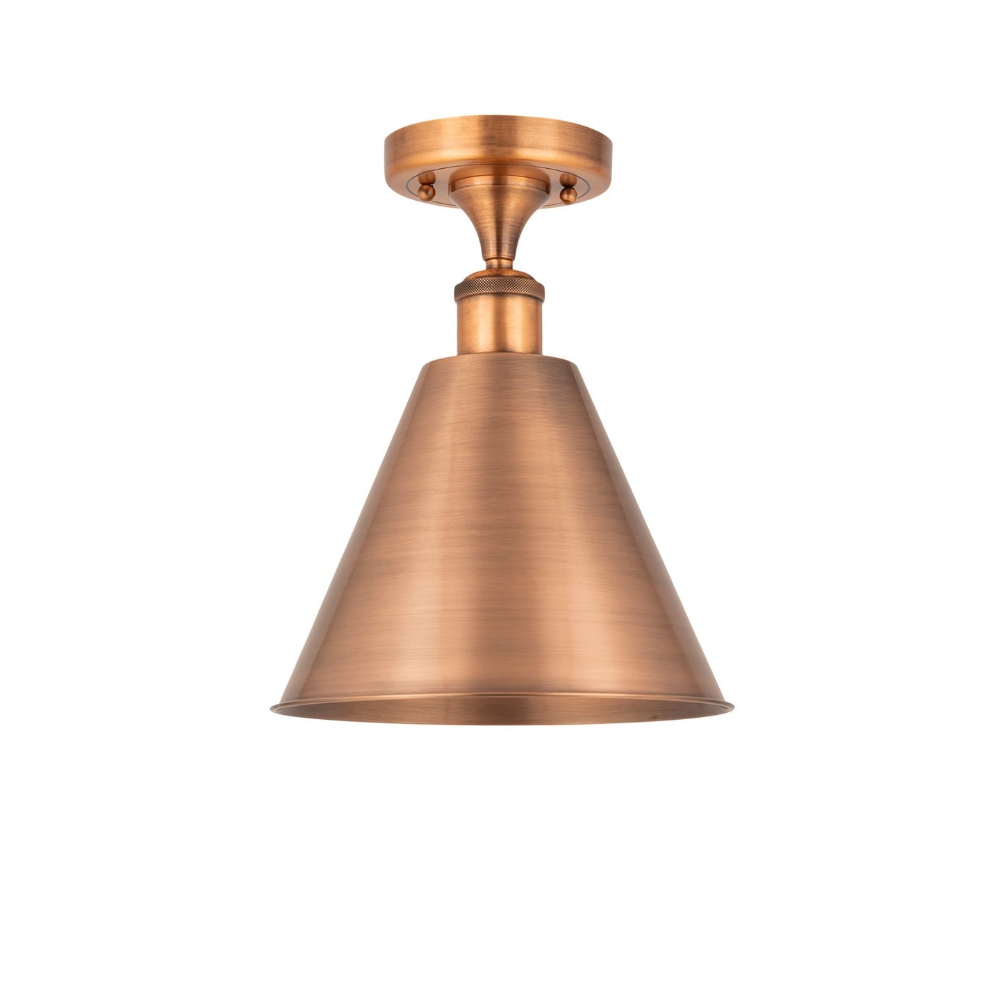Innovations Berkshire Metal 12in 1-Light Semi-Flush Mount | Industrial Antique Copper Steel and Cast Brass Metal Shade | Model 616-1F-AC-MBC-12-AC