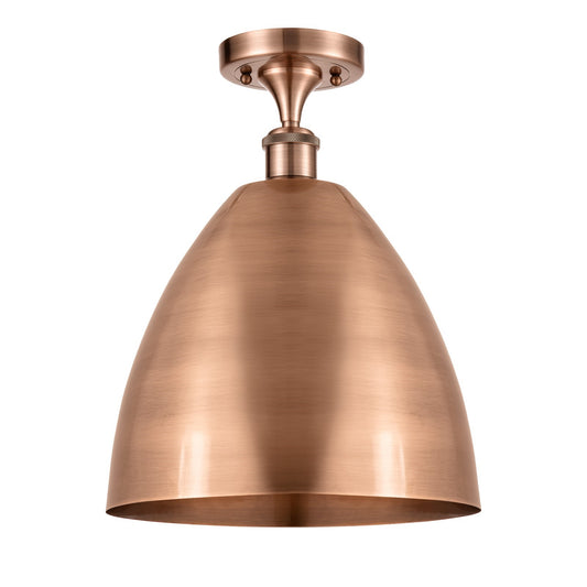 Innovations Bristol 12in 1-Light Semi-Flush Mount | Industrial Antique Copper Steel and Antique Copper Metal Shade | Entryway | Model 616-1F-AC-MBD-12-AC