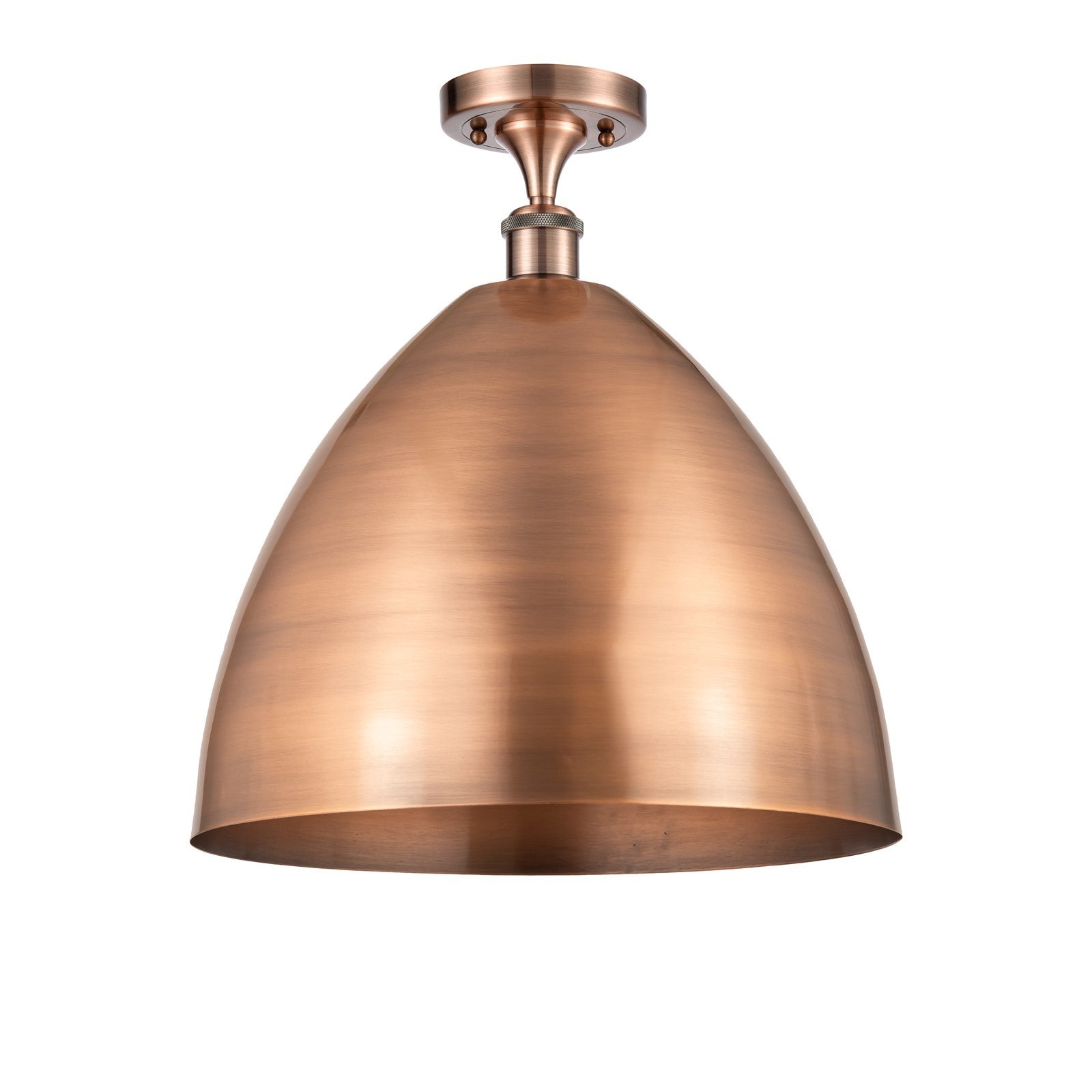 Innovations Bristol 16in 1-Light Semi-Flush Mount | Industrial Antique Copper Steel and Antique Copper Metal Shade | Damp | Model 616-1F-AC-MBD-16-AC