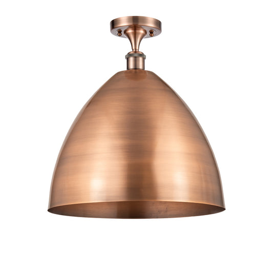 Innovations Bristol 16in 1-Light Semi-Flush Mount | Industrial Antique Copper Steel and Antique Copper Metal Shade | Damp | Model 616-1F-AC-MBD-16-AC