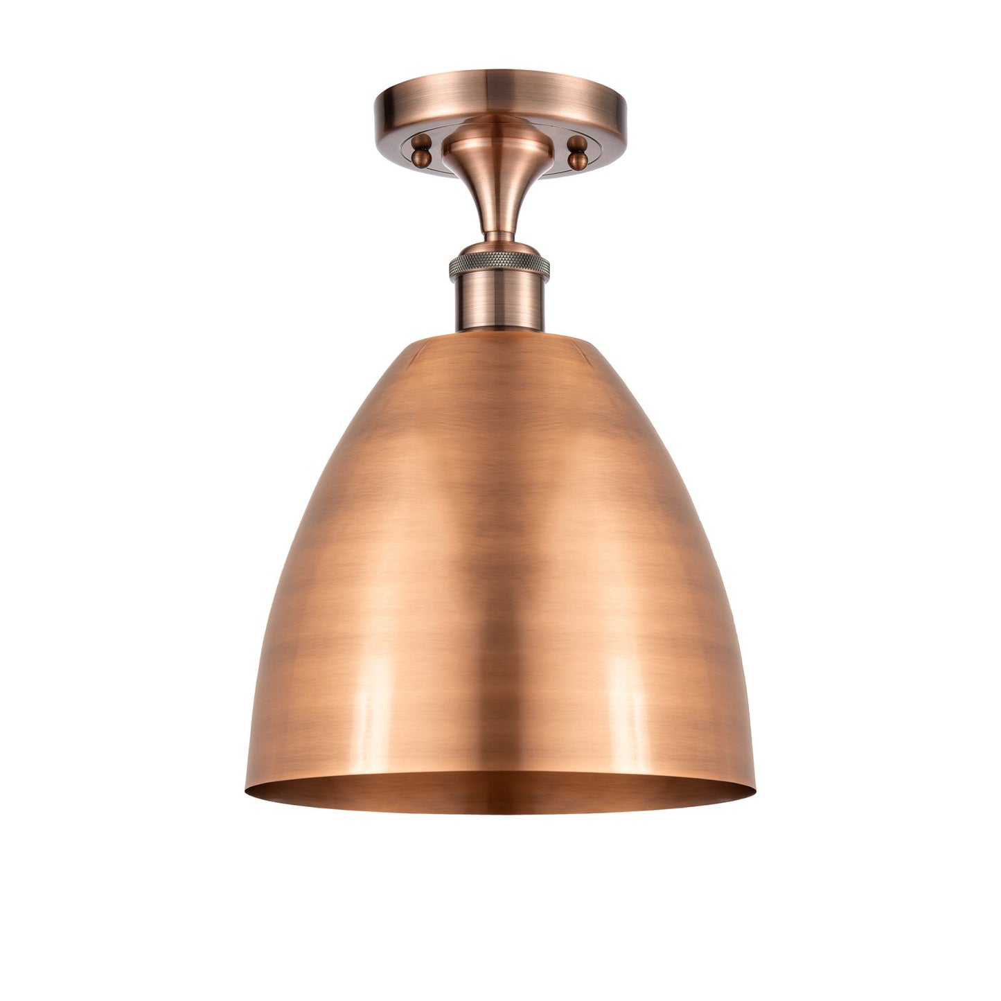 Innovations Bristol 9in 1-Light Semi-Flush Mount | Industrial Antique Copper Steel and Antique Copper Metal Shade | Entryway & | Model 616-1F-AC-MBD-9-AC