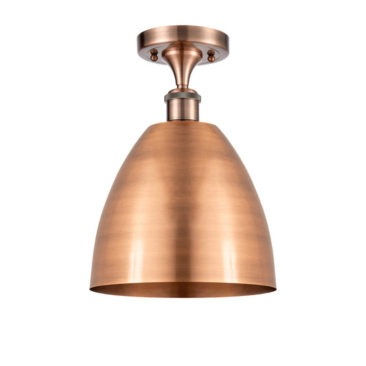 Innovations Bristol 9in 1-Light Semi-Flush Mount | Industrial Antique Copper Steel and Antique Copper Metal Shade | Entryway & | Model 616-1F-AC-MBD-9-AC
