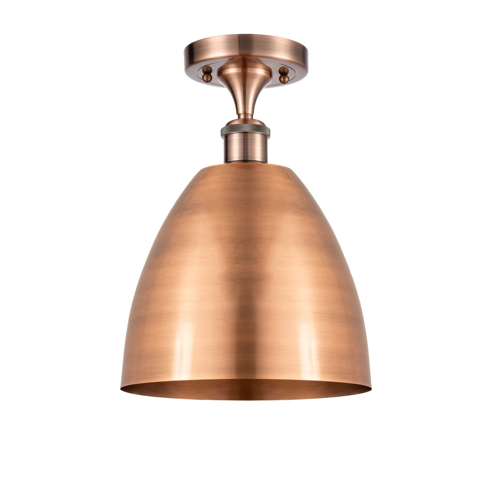 Innovations Bristol 9in 1-Light Semi-Flush Mount | Industrial Antique Copper Steel and Antique Copper Metal Shade | Entryway & | Model 616-1F-AC-MBD-9-AC