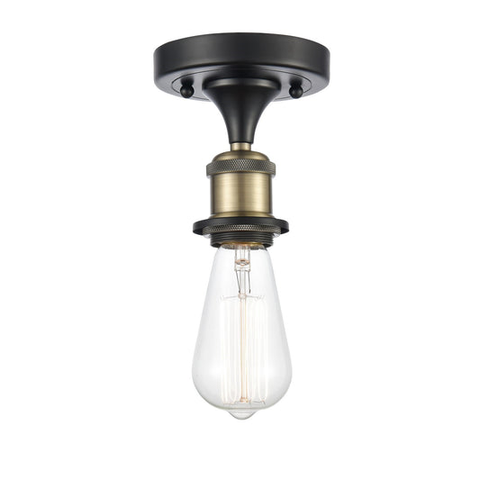 Innovations Bare Bulb 4.5in 1-Light Semi-Flush Mount | Industrial Black Antique Brass Steel and Cast Brass | Hallway & Entryway | 4.5 x | Model 616-1F-BAB