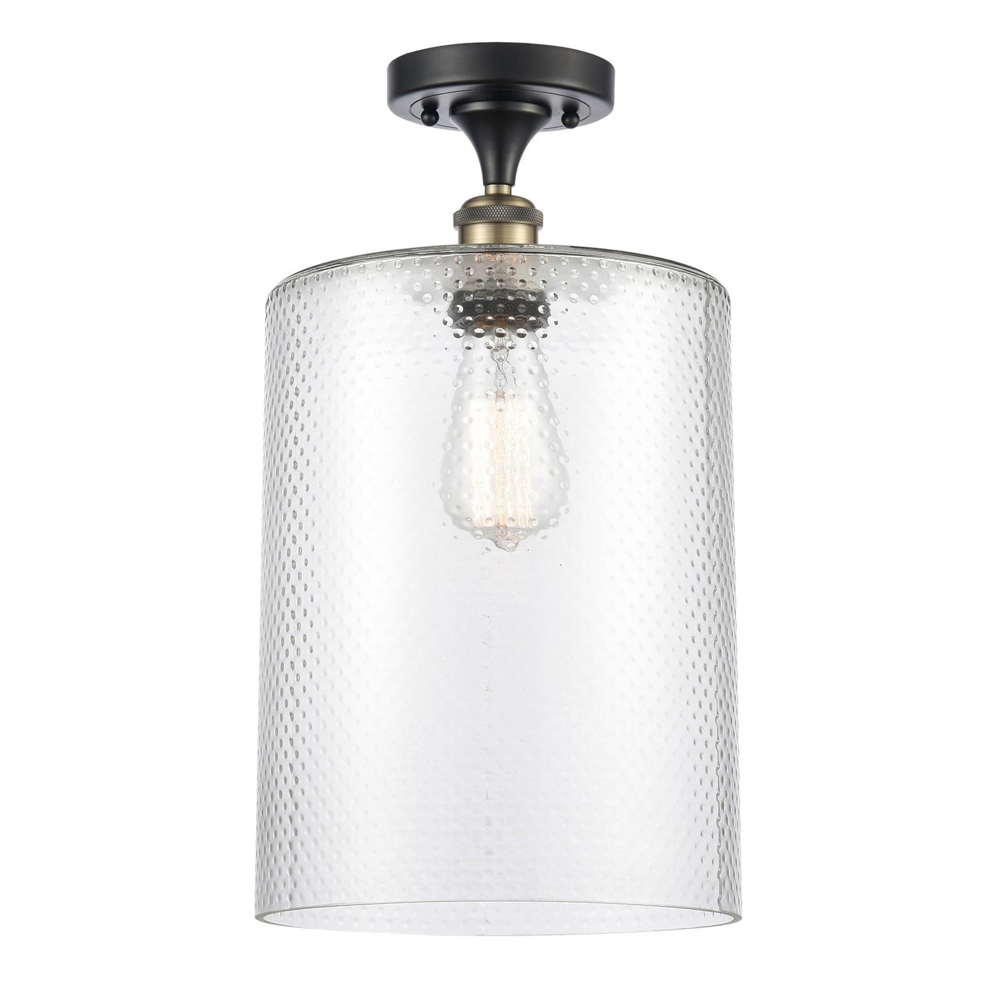 Innovations Cobbleskill 9in 1-Light Semi-Flush Mount | Industrial Black Antique Brass Steel and Clear Glass | Damp-Rated | Model 616-1F-BAB-G112-L