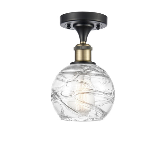 Innovations Athens Deco Swirl 6in 1-Light Semi-Flush Mount | Industrial Black Antique Brass Steel and Clear Glass | Model 616-1F-BAB-G1213-6CL