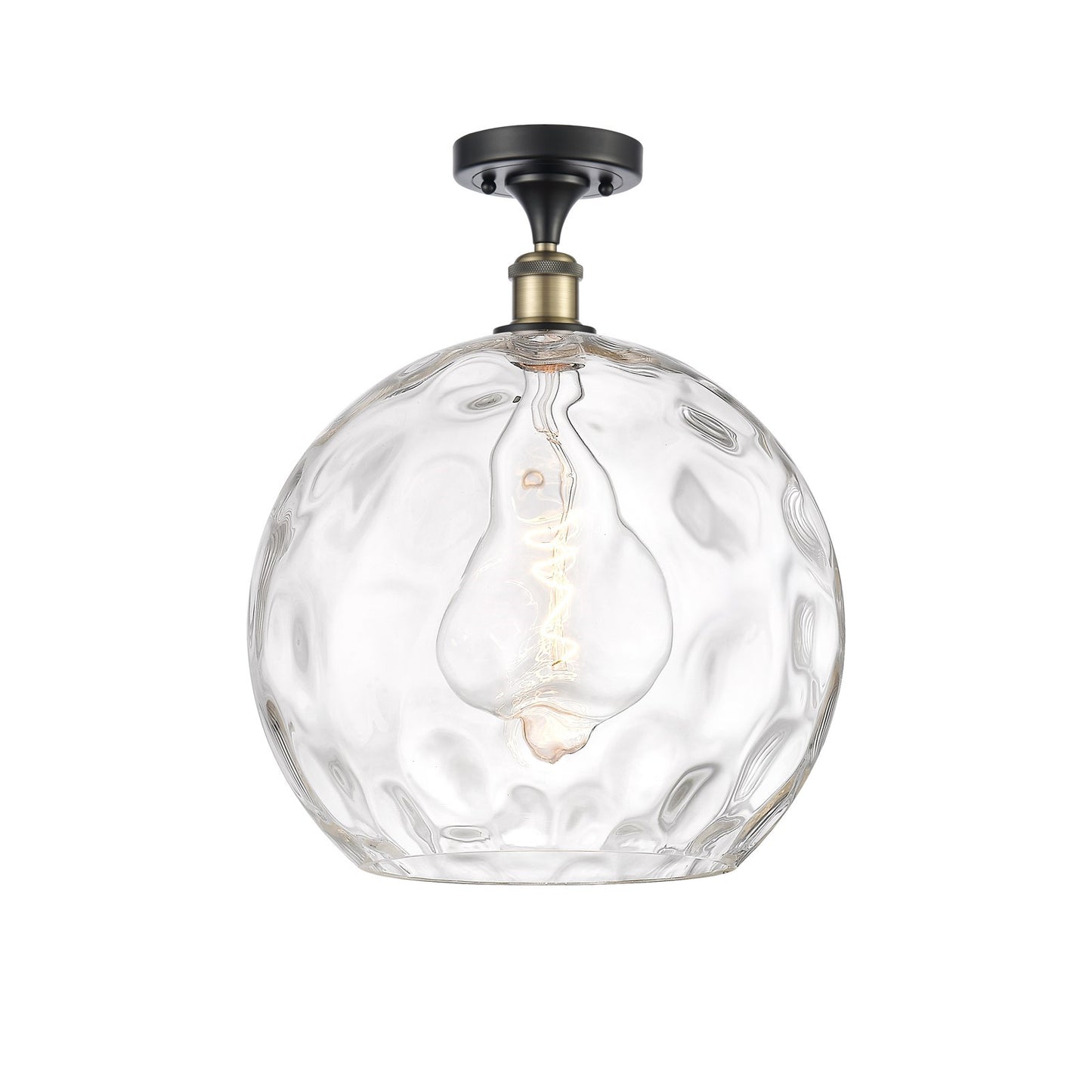 Innovations Athens Water Glass 13in 1-Light Semi-Flush Mount | Industrial Black Antique Brass and Clear Glass | Kitchen & | Model 616-1F-BAB-G1215-14