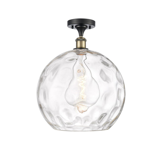 Innovations Athens Water Glass 13in 1-Light Semi-Flush Mount | Industrial Black Antique Brass and Clear Glass | Kitchen & | Model 616-1F-BAB-G1215-14