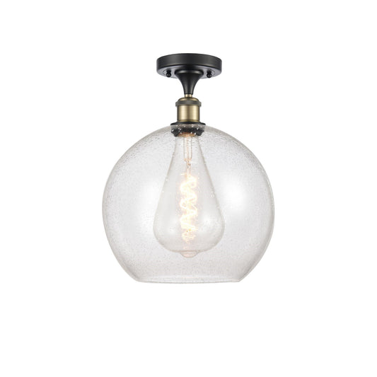 Innovations Athens 12in 1-Light Semi-Flush Mount | Industrial Black Antique Brass and Seedy Glass | Entryway & Hallway | 11.75 | Model 616-1F-BAB-G124-12