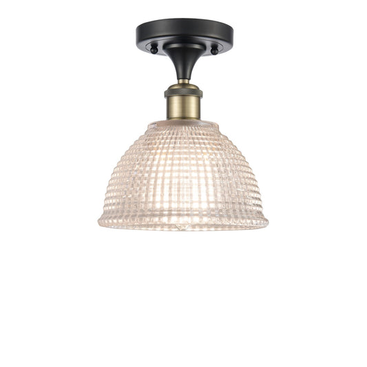 Innovations Arietta 8in 1-Light Semi-Flush Mount | Industrial Black Antique Brass Steel and Clear Glass | Entryway & Hallway | 8 x | Model 616-1F-BAB-G422