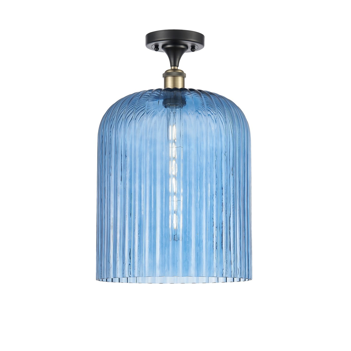 Innovations Bridal Veil 5in 1-Light Semi-Flush Mount | Industrial Black Antique Brass and Princess Blue Glass | Bathroom & | Model 616-1F-BAB-G559-12BL