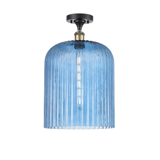 Innovations Bridal Veil 5in 1-Light Semi-Flush Mount | Industrial Black Antique Brass and Princess Blue Glass | Bathroom & | Model 616-1F-BAB-G559-12BL