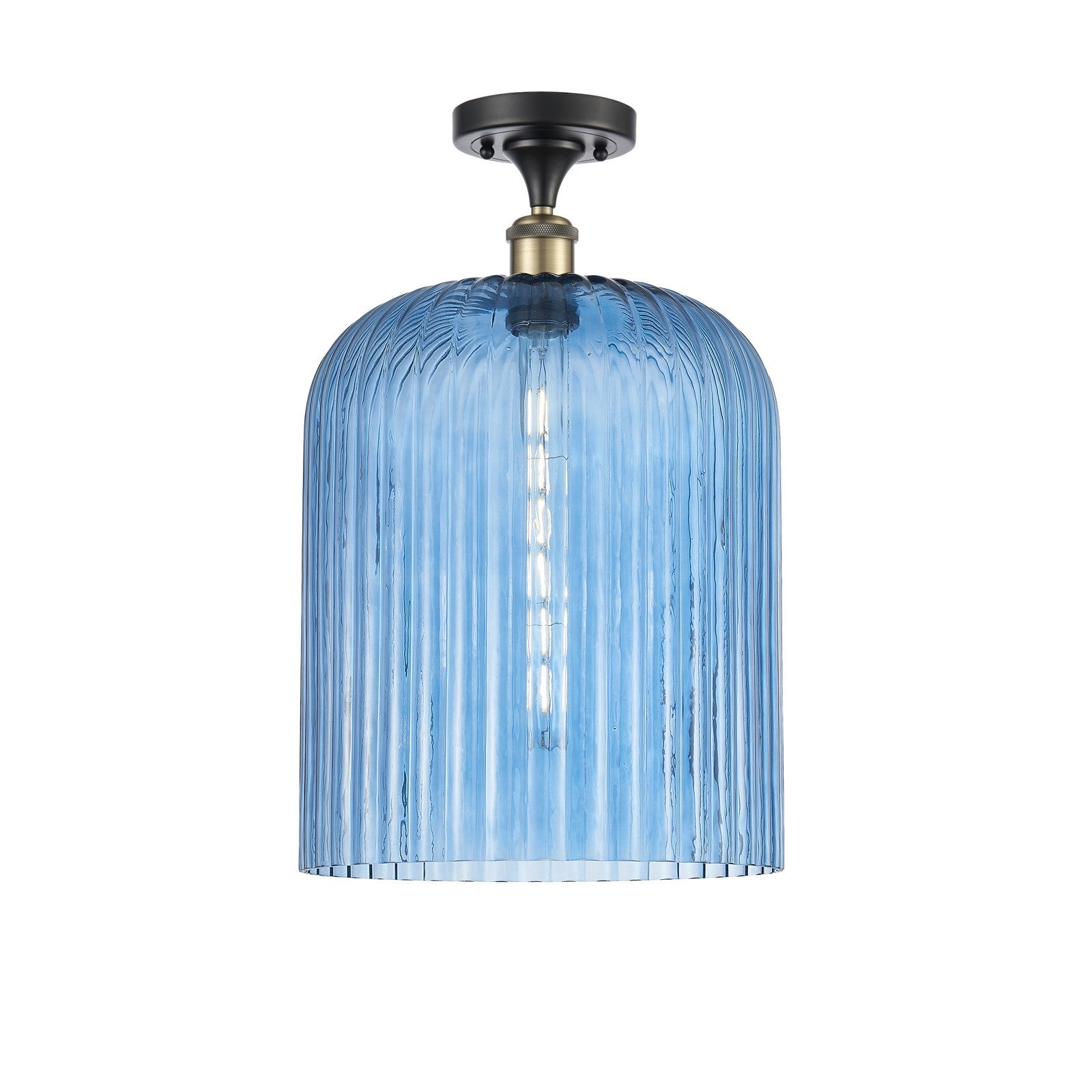 Innovations Bridal Veil 5in 1-Light Semi-Flush Mount | Industrial Black Antique Brass and Princess Blue Glass | Bathroom & | Model 616-1F-BAB-G559-12BL