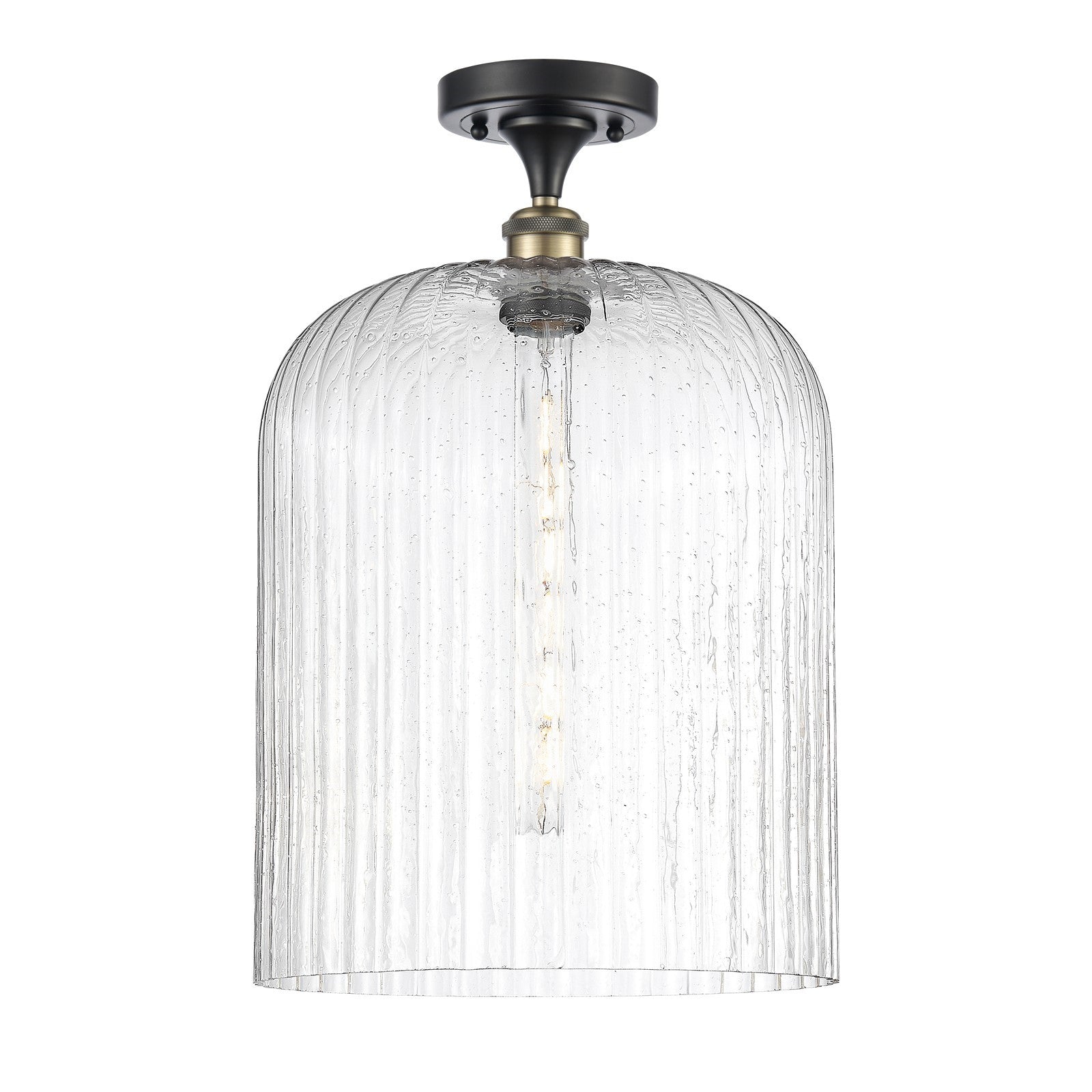 Innovations Bridal Veil 5in 1-Light Semi-Flush Mount | Industrial Black Antique Brass and Seedy Glass | Damp Rated Entryway | Model 616-1F-BAB-G559-12SDY