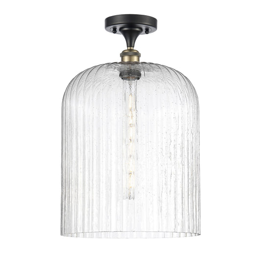 Innovations Bridal Veil 5in 1-Light Semi-Flush Mount | Industrial Black Antique Brass and Seedy Glass | Damp Rated Entryway | Model 616-1F-BAB-G559-12SDY