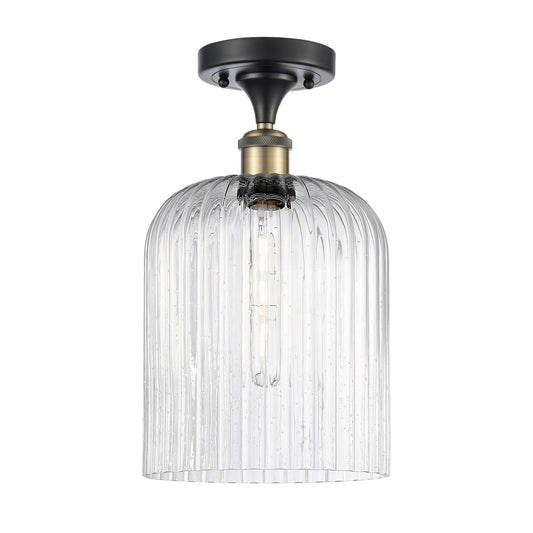 Innovations Bridal Veil 5in 1-Light Semi-Flush Mount | Industrial Black Antique Brass and Seedy Ribbed Glass | Entryway & | Model 616-1F-BAB-G559-8SDY