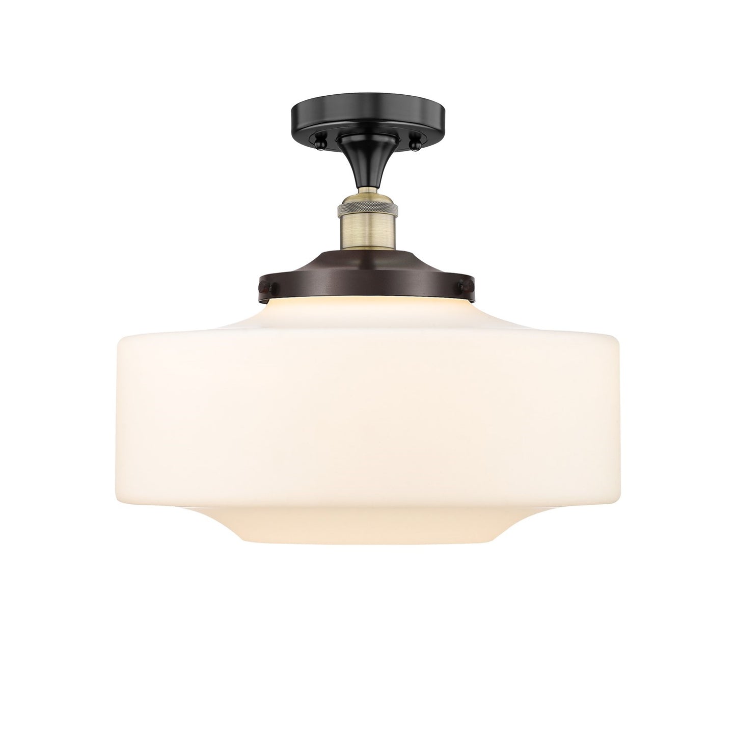 Innovations Bridgeton 16in 1-Light Semi-Flush Mount | Traditional Black Antique Brass and Matte White Frosted Glass | Entryway | Model 616-1F-BAB-G691-16